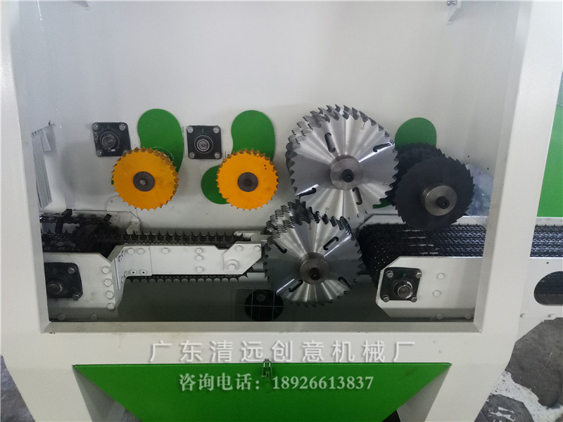 圓木多片鋸內(nèi)倉鋸片細(xì)節(jié)圖，采用超薄鋸片
